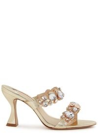 SOPHIA WEBSTER Ritzy 85 crystal-embellished leather mules in gold ~ crystal covered two strap mule