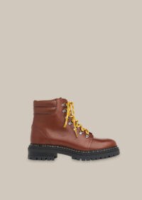 WHISTLES AMBER LACE UP BOOT TAN / chunky brown combat boots