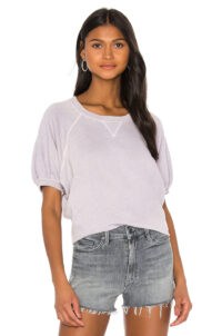 The Great Puff Sleeve Sweatshirt Top Heather Lilac | short sleeve sweatshirts