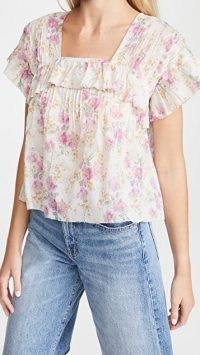 THE GREAT The Orchard Top Sweet Pea Floral ~ ruffle trim tops