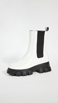 Villa Rouge Painter Lug Sole Booties Off-White ~ chunky patent leather chelsea boots ~ monochrome footwear