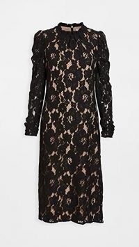 WAYF Emma Midi Dress / floral lace lbd / black occasion dresses