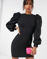 ASOS DESIGN mix sleeve mini dress in black ~ lbd ~ puff sleeves ~ glam party dresses