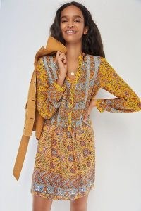 ANTHROPOLIGIE Ismelda Tunic Dress Yellow Motif / mixed floral print tunics