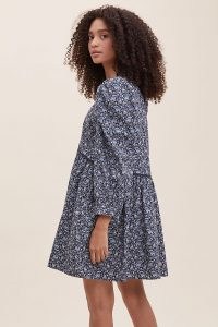 ANTHROPOLOGIE Keira Poplin Tiered Tunic Dress / floral loose fit dresses