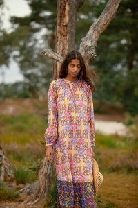 ANTHROPOLOGIE Rosamel Maxi Dress – multicoloured abstract print dresses