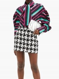 ELZINGA Balloon-sleeve striped satin shirt | multicoloured bold stripe shirts | voluminous blouse