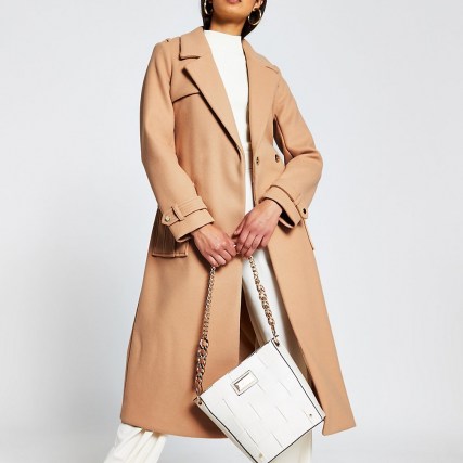 RIVER ISLAND Beige utility long line belted coat