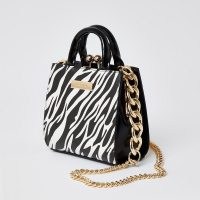 RIVER ISLAND Black zebra print mini lady handbag / animal print handbags / small mono bags