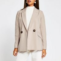 RIVER ISLAND Cream double breasted cuffed blazer – blazers – jackets