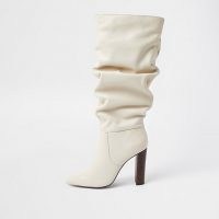 RIVER ISLAND Cream slouch high leg boot ~ slouchy boots