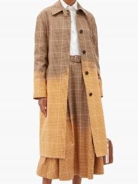 MSGM Faded checked single-breasted cotton trench coat | check print coats