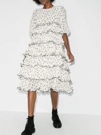 GANNI polka dot tiered dress ~ white spot print dresses ~ ruffled tiers