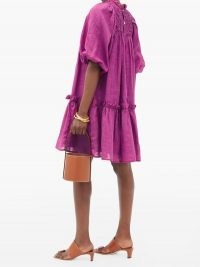 SEA Geneva smocked cotton-voile trapeze dress ~ bright pink loose fit dresses