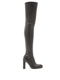 ALEXANDER MCQUEEN High-rise leather boots ~ black thigh high block heel boot