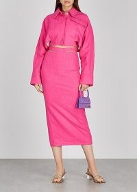 JACQUEMUS La Veste Esterel pink cropped jacket ~ bright crop hem jackets