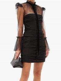 KHAITE Jonah tie-neck silk-georgette mini dress ~ semi sheer LBD