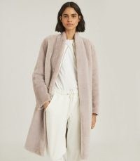 REISS JORDANN REVERSIBLE SHEARLING COAT TAUPE/TAN ~ luxe winter coats