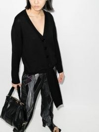 MM6 Maison Margiela tie-front knit cardigan ~ black drop shoulder cardigans ~ designer knitwear