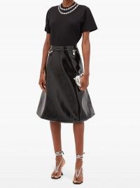 CHRISTOPHER KANE Padlock flared vinyl skirt ~ black high shine skirts