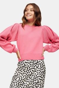 Topshop Pink Exaggerated Sleeve Knitted Sweatshirt | volume sleeved sweatshirts