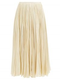 JIL SANDER Plissé twill midi skirt ~ fluid skirts ~ clothing with movement