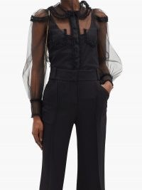 FENDI Ruffled tulle blouse ~ semi sheer balloon sleeve blouses