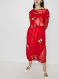 Simone Rocha 50th asymmetric wrap tulle dress in red