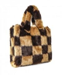 STAND Lolita Checked Faux Fur Bag ~ fluffy brown check bags ~ winter accessories