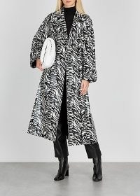 STAND STUDIO Shelby zebra-print trench coat | animal print winter coats | monochrome outerwear