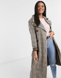 Stradivarius long trench coat in brown checks | checked autumn / winter coats