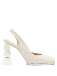 JACQUEMUS Valerie slingback linen sandals ~ sculpted heels ~ open toe slingbacks