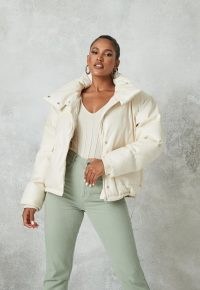 MISSGUIDED white faux leather puffer jacket ~ luxe style padded jackets