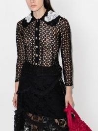 yuhan wang sheer lace cardigan / floral collar cardigans