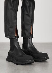 ALEXANDER MCQUEEN Tread black leather Chelsea boots ~ chunky sole footwear