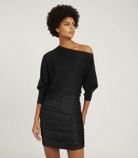 REISS ANNA METALLIC KNITTED DRESS BLACK ~ shimmering LBD