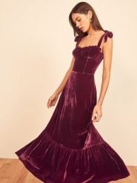 Reformation Antoinette Dress in Plum | fitted bodice