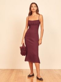 REFORMATION Arie Dress ~ plum coloured cami strap dresses