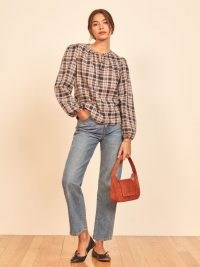 REFORMATION Autumn Top Evening Plaid ~ checked tops