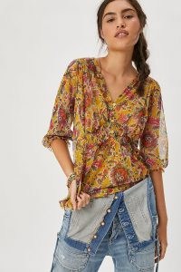 ANTHROPOLOGIE Gretchen Smocked Top