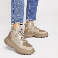 RIVER ISLAND Beige lace up hiker ankle boot ~ walking boots