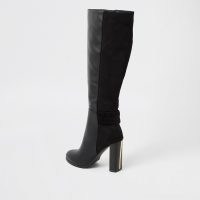 RIVER ISLAND Black ruched high leg boot ~ ruche detail boots