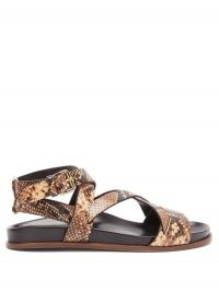 EMME PARSONS Bodhi python-print leather crossover sandals / snake prints / strappy flats