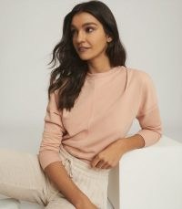 REISS BRIDGETTE SWEATSHIRT WITH SEAM DETAILING APRICOT / casual style / weekend relaxing tops