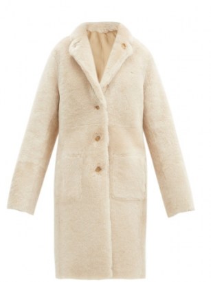 JOSEPH Brittany reversible shearling and leather coat in cream ~ luxe single breasted winter coats