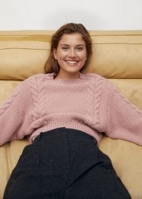 MANGO HOME Cable-knit sweater ~ pink cropped sweaters