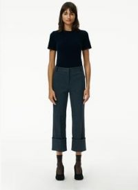 Tibi Camille Check High Cuffed Hem Cropped Pants ~ checked crop hem trousers