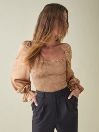 Reformation Chamomile Top | smocked square neck tops | puff sleeves