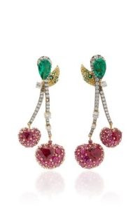 Anabela Chan Cherry 18K Gold Vermeil Multi-Stone Earrings / cherries / fruit jewelley