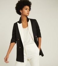 REISS CHESS CONTRAST LAPEL TUXEDO BLAZER BLACK/WHITE ~ monochrome blazers